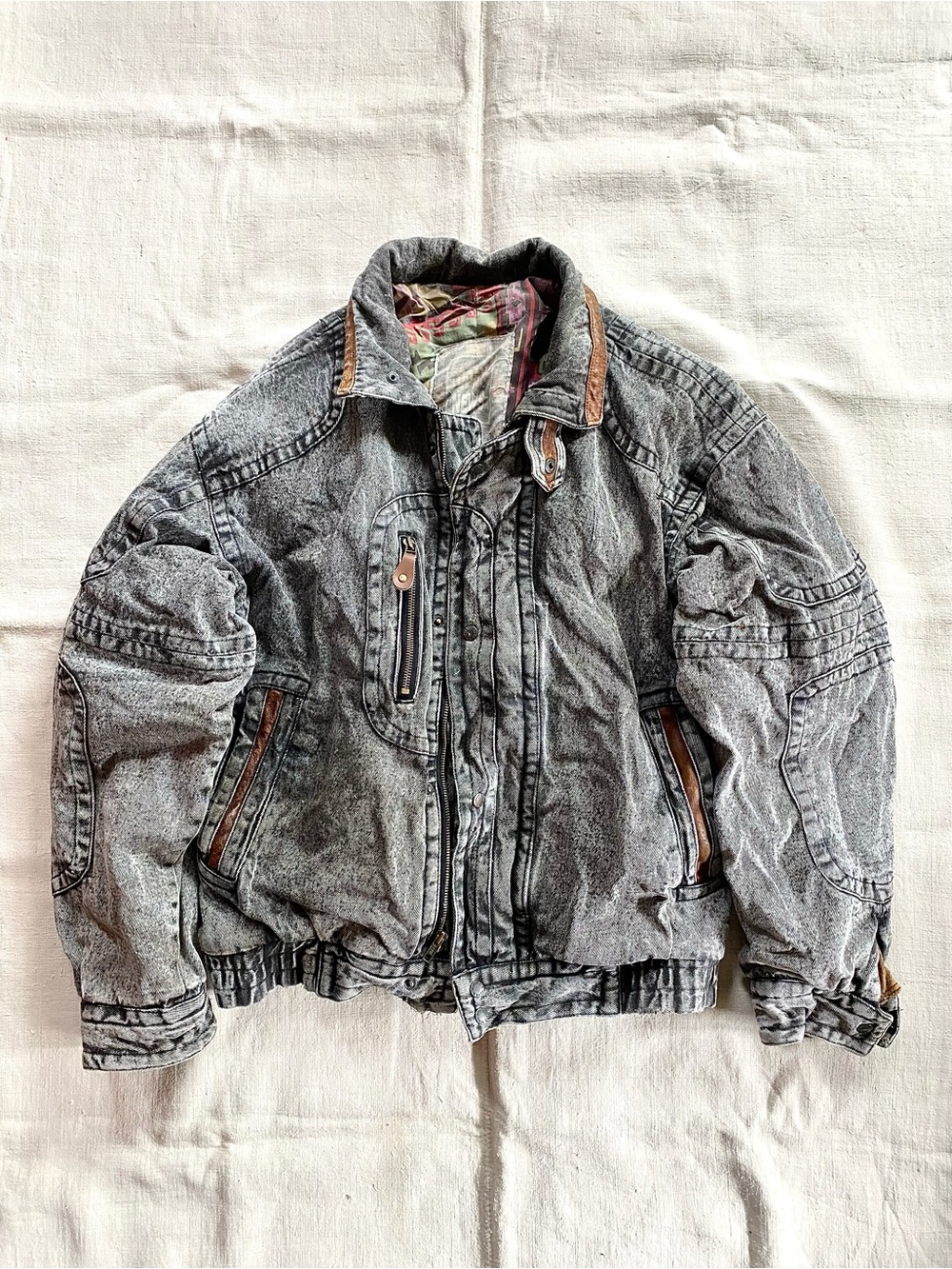VTG 90’s Todays News Denim Bomber Jacket